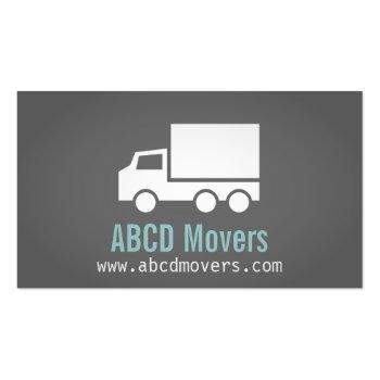 Small Modern, Sleek, Chic, Mover Company, White Truck Business Card Front View