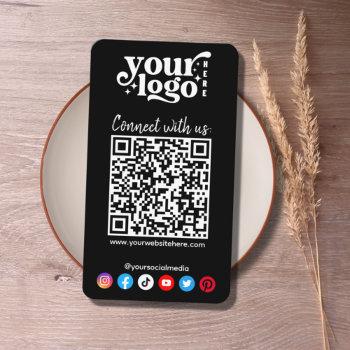 modern social media icons connect qr code black business card