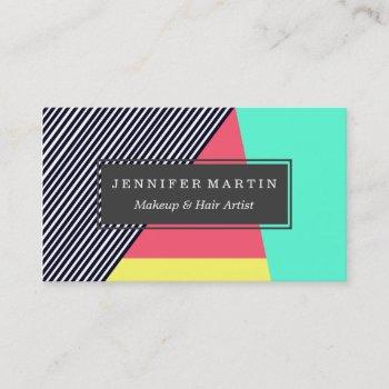 modern stripes and color block geometric pattern business card