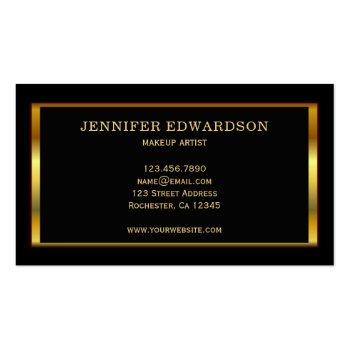 Small Modern Stylish Gold Frame On Black Professional Business Card Back View
