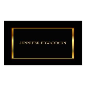 Small Modern Stylish Gold Frame On Black Professional Business Card Front View