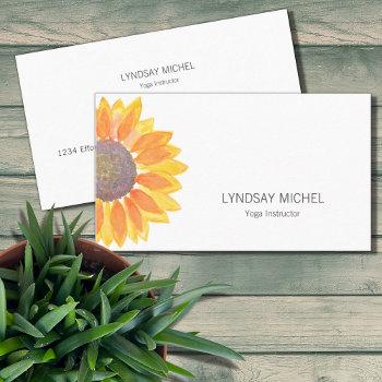 modern sunflower yoga instructor business card