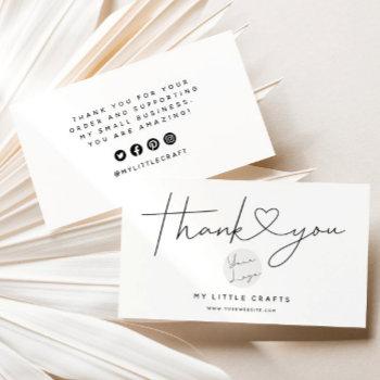 modern thank you for shopping small branding business card
