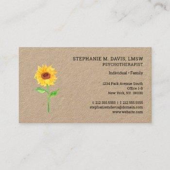 modern therapist sunflower business card