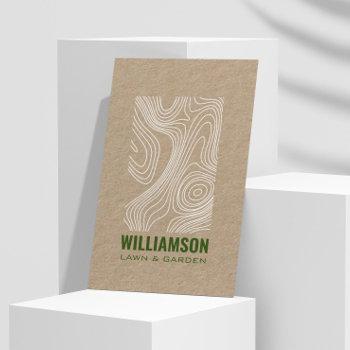 modern topography landscaping lawn care kraft business card