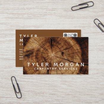modern tree wood carpentry business card