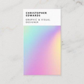 modern trend holographic gradient white abstract business card