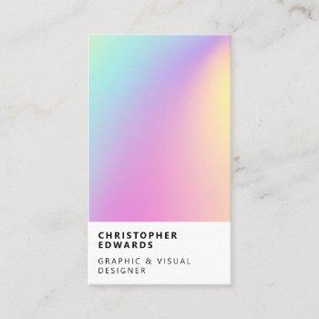 modern trend holographic gradient white minimalist business card