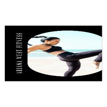 Small Modern & Trendy 2 Photo Personal Fitness Trainer  Business Card Front View