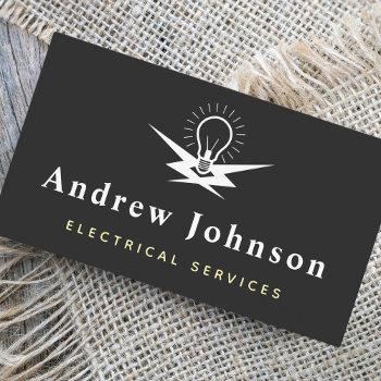 modern trendy lightbulb electrical light services business card