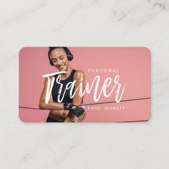 modern trendy personal fitness trainer photo business card