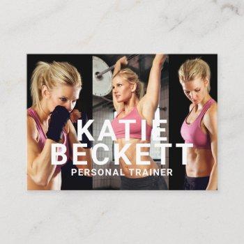modern & trendy personal trainer fitness 4 photo business card