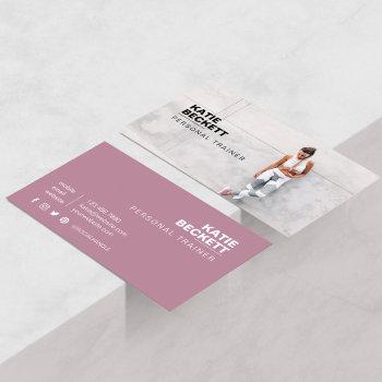 modern & trendy personal trainer fitness photo business card