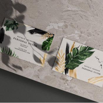modern tropical abstract painted watercolor business card