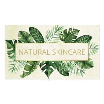 Small Modern Tropical On Beige Organic Spa Soap Skincare Business Card Front View