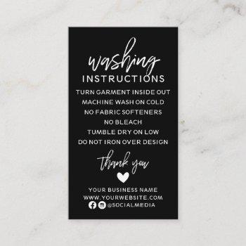 modern washing instructions clothing shirt care business card