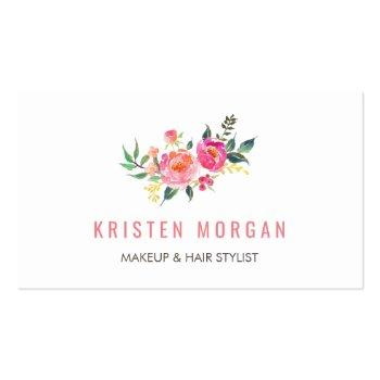 Small Modern Watercolor Floral Facebook Instagram Icon Business Card Front View