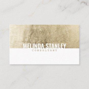 modern white chic gold foil elegant color block business card