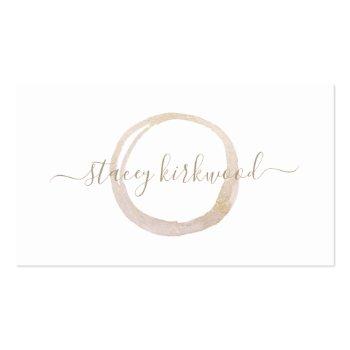 Small Modern White Gold Faux Glitter Circle Logo Business Card Front View