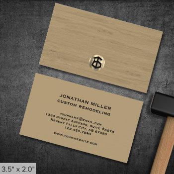 modern wooden carpentry construction business card