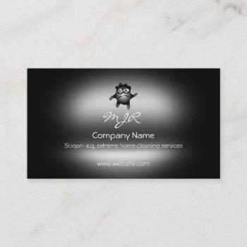 monogram, black germ bug, metallic-effect business card