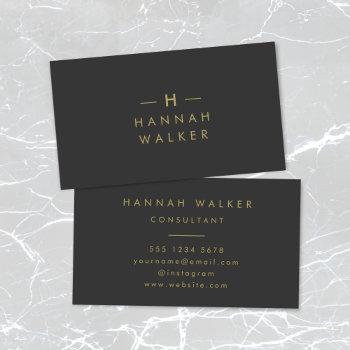 monogram black gold | modern minimalist elegant business card