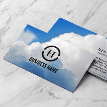 monogram clouds & blue sky photography business card