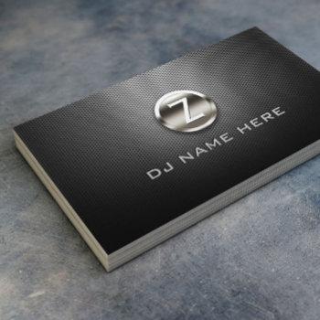 monogram dj professional steel metallic business card