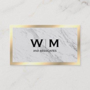 monogram executive gold frame marble business card