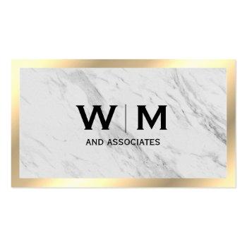 Small Monogram Executive Gold Frame Marble Business Card Front View