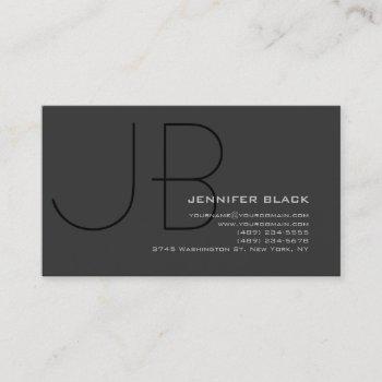 monogram grey black consultant business card