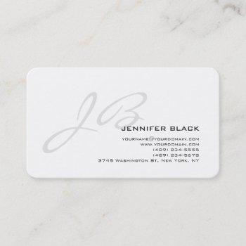 monogram grey white rounded corner business card