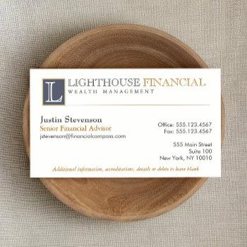 monogram logo financial advisor professional business card