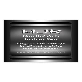Small Monogram, Martial Arts Instruction, Metal-look Business Card Front View