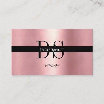 monogram, minimalistic rosegold black business car business card