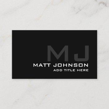 monogram professional black white business card
