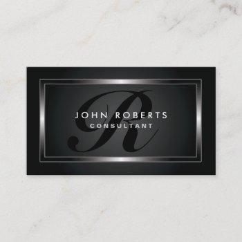 monogram professional elegant modern black business card