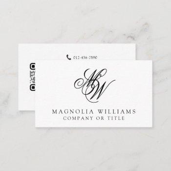 monogram qr code minimalist business card