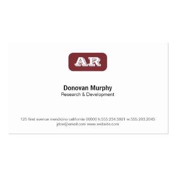 Small Monogram Rounded Background (deep Red) Business Card Back View