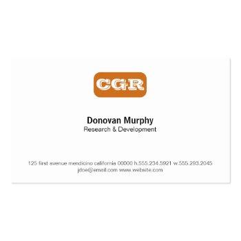 Small Monogram Rounded Background (orange) Business Card Back View