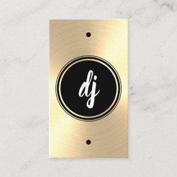 monogram | vertical black & gold faux dj business card