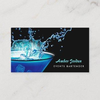 moody blue beverage splash edgy events bartender business card