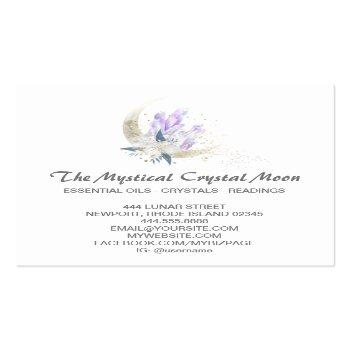 Small *~* Moon Crystals Floral Cosmic Glitter  Square Business Card Back View