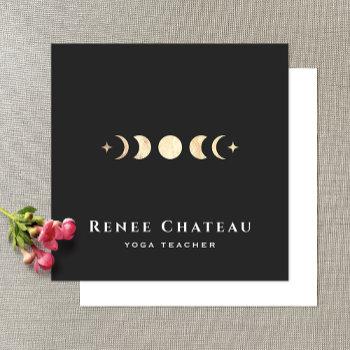 Small Moon Phase Astrologist Yoga Teacher Square Business Card Front View