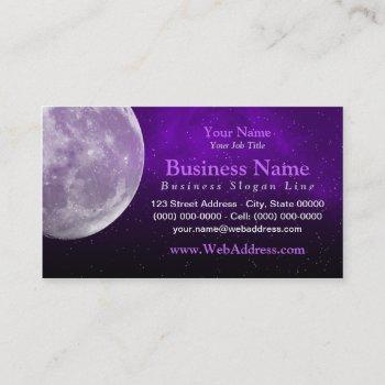 Small Moon / Space Photo Business Card - Purple Front View