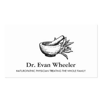 Small Mortar And Pestle Logo Naturopathic Doctor 2 Business Card Front View