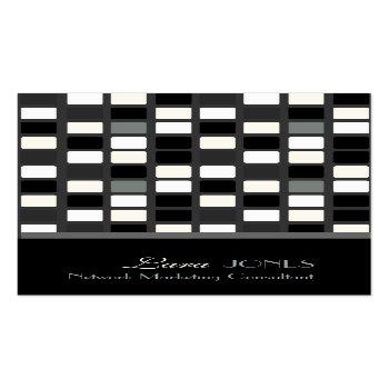 Small Mosaic Squares Tiles Black + White Monochrome Business Card Front View