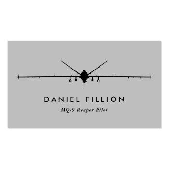 Small Mq-9 Reaper Pilot With Squadron Patch Business Card Front View