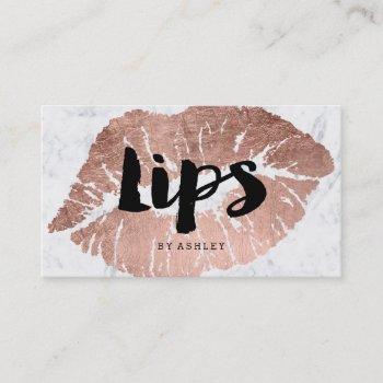 mua makeup lips rose gold typography marble business card