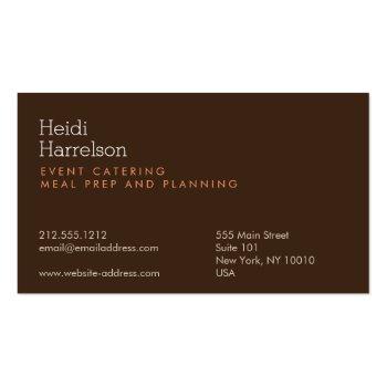 Small Mushroom Illustration Brown/tan - Catering, Chef Business Card Back View